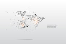The Particles, Geometric Art, Line And Dot Of Bird Flying