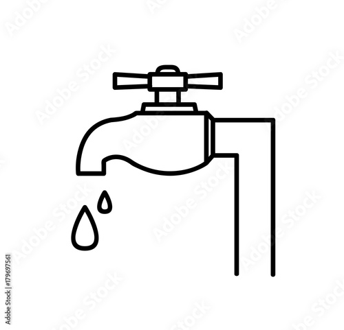 Water Faucet Droplet Line Art A Hand Drawn Vector Doodle