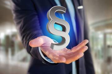 Fototapete - Justice and law symbol displayed on a futuristic interface - 3d rendering