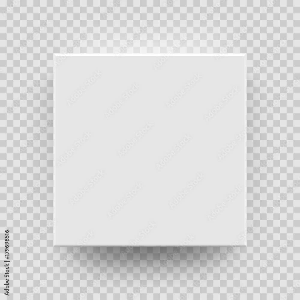 White box mock up model 3D top view with shadow. Vector isolated blank cardboard open or white paper matchbook container box package template on transparent background - obrazy, fototapety, plakaty 