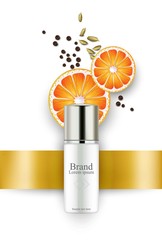 Wall Mural - Cream Cosmetics realistic mock up Vector. Hydration cream with orange extract. Perfect for advertising, flyer, banner, poster. 3d illustrations