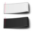 Fabric elegant label tags template in black and white colors isolated on background. Vector illustration.