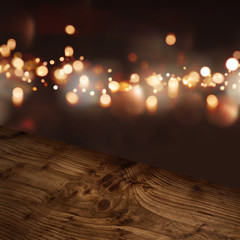 Wall Mural - Diagonal wooden table top with illuminated background