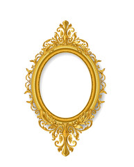 oval gold vintage picture frame isolate on white