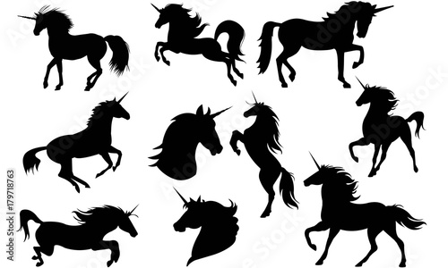 Valokuvatapetti Unicorn Silhouettes Vector
