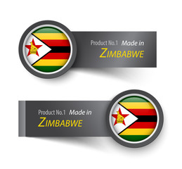 Wall Mural - Flag icon and label with text made in Zimbabwe