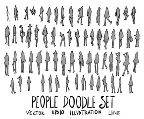 Wall Mural - Set of People illustration Hand drawn doodle Sketch line vector eps10