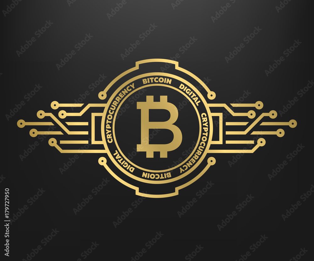 Bitcoin, abstract golden symbol of internet money. Digital Crypto currency  symbol. Stock Vector | Adobe Stock