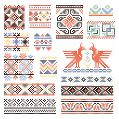 Poster - illustrations of traditional russian culture. geometrical ornament in ethnic style