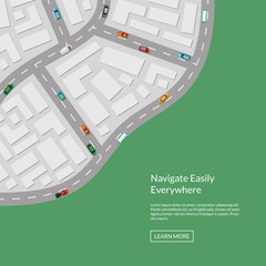 Poster - Vector city map with cars aerial top view from above illustration