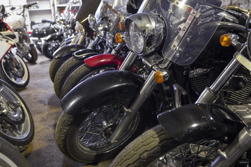 Wall Mural - Hangar for two-wheeled motor vehicles laying up for winter season in Russia