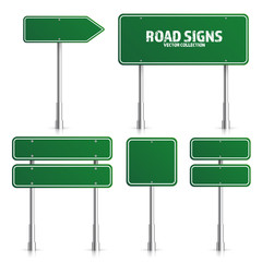 Wall Mural - road green traffic sign. blank board with place for text.mockup. isolated on white information sign.