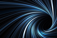 Dark Blue Tunnel With Glowing Spiral Lines