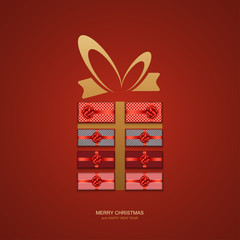 Wall Mural - vector modern christmas or 2018 happy new year winter holiday invitation card background. gift box p