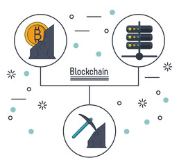 Canvas Print - Blockchain and bitcoin icon vector illustration graphic design