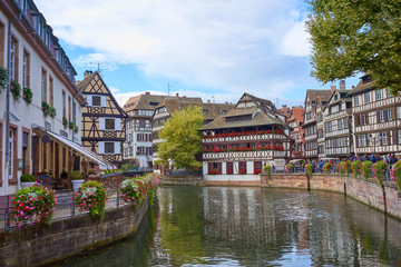 Wall Mural - Beautiful downtown of Strasbourg / Housing and river in city of Strasbourg in Alsace France