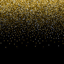 Vector Gold Glitter Sparkle Particles Background Effect On Black Background.