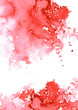 Red watery spreading illustration.Abstract watercolor hand drawn image.Purple splash.White background.