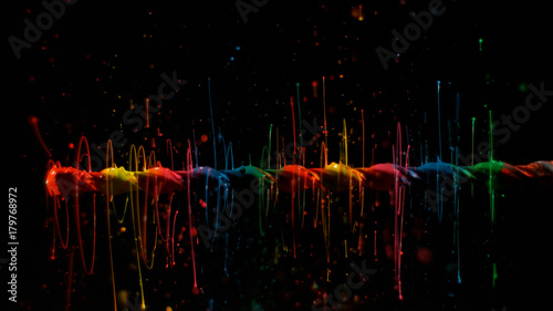 Fotografia, Obraz  Rainbow linear paint splatter background