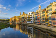 Colorful houses on the banks of the Onyar river in Girona