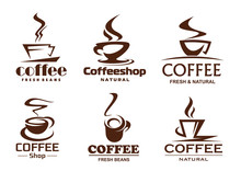 Vector Coffee Cups Icons For Coffeeshop Cafe