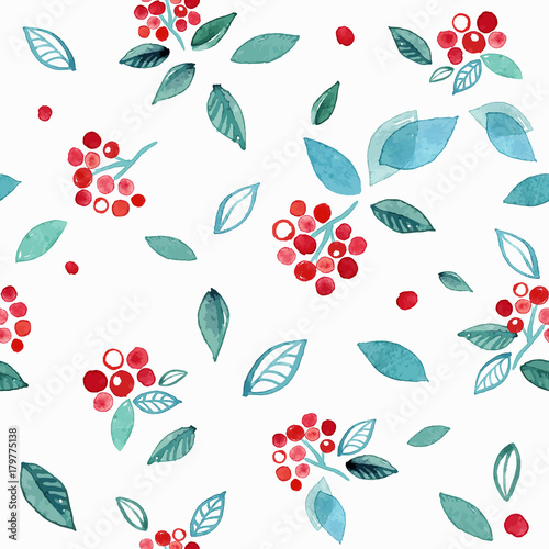 pic Cute Berry Background watercolor seamless pattern with