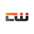 © ariefpro - Initial letter LW, straight linked line bold logo, gradient fire red black colors