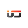 © ariefpro - Initial letter UJ, straight linked line bold logo, gradient fire red black colors