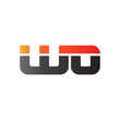 © ariefpro - Initial letter WO, straight linked line bold logo, gradient fire red black colors