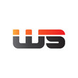 © ariefpro - Initial letter WS, straight linked line bold logo, gradient fire red black colors