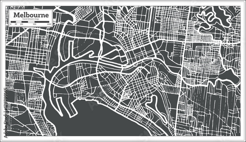 Cuadros en Lienzo Melbourne Australia Map in Retro Style.