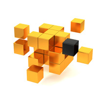 Composition Of 3d Cubes. Background Design For Banner, Poster, Flyer, Card, Cover, Brochure. Logo Design.