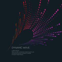 Poster - Vector abstract background with a colored dynamic waves, line and particles.