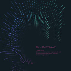 Poster - Vector abstract background with a colored dynamic waves, line and particles.