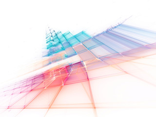 Fototapete - Abstract multicolor background element on white. Fractal graphics series. Three-dimensional composition of repeating grids. Information technology concept.