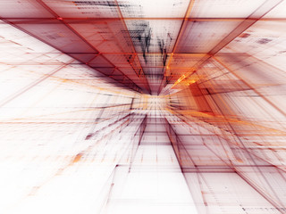 Poster - Abstract red background element on white. Perspective composition of grids and matrix patterns. Detailed fractal graphics. Information technology concept.