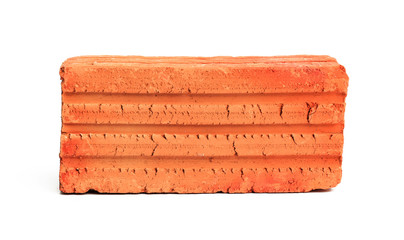 An old red brick on white background