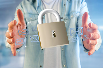 Poster - Padlock security connection isolated on a color background - 3d rendering