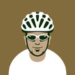 cyclist  in  glasses  face vector flat style