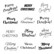 © BOOCYS - Merry Christmas greetings vector overlay set, hand lettering collection of various fonts, black and white text on white background