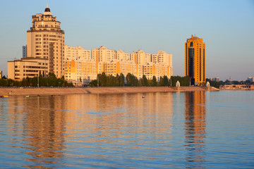 Wall Mural - Astana  cityscape.   Astana is the capital city of Kazakhstan. It is located on the banks of Ishim River in the north portion of Kazakhstan, within the Akmola Region, though administered separately fr