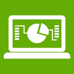 Poster - Laptop with business graph icon green