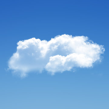 Cloud isolated over blue sky background 3D illustration, single cloud shape rendering