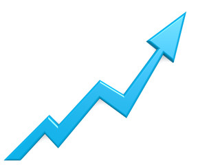 Blue arrow graph growth up background