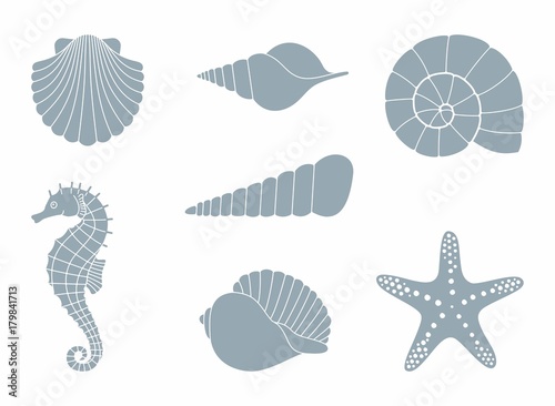 Fotomural Silhouettes of sea inhabitants