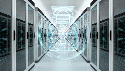 Poster - Firewall activated on server room data center 3D rendering