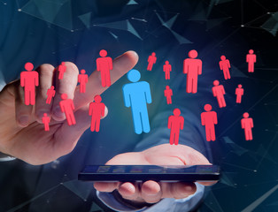 Poster - Intruder in a group of network people - Business and contact concept