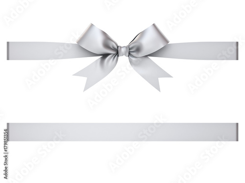 Fotografía Silver gift ribbon bow isolated on white background