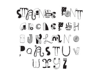 Fototapete - Various shapes abc letters hand drawn with ink and decorated with different styles. English font good for writing titles and lettering.