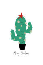 Greeting Card With Christmas Cactus Tree.